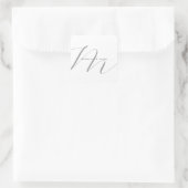 Schöne Mit Monogramm Schwarz-weiße Graukalligraphi Quadratischer Aufkleber (Tasche)