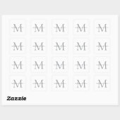 Schöne Mit Monogramm Schwarz-weiße Graukalligraphi Quadratischer Aufkleber (Blatt)