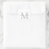 Schöne Mit Monogramm Schwarz-weiße Graukalligraphi Quadratischer Aufkleber (Tasche)