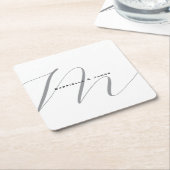 Schöne Mit Monogramm Schwarz-weiße Graukalligraphi Rechteckiger Pappuntersetzer (angewinkelt)