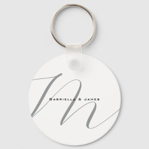 Schöne Mit Monogramm Schwarz-weiße Graukalligraphi Schlüsselanhänger