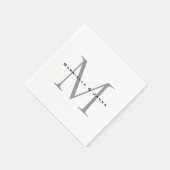 Schöne Mit Monogramm Schwarz-weiße Graukalligraphi Serviette (Ecke)