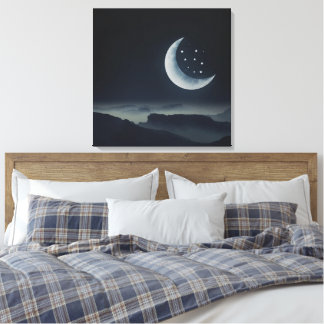 Schöne Mitternacht Moon & Starry Night Leinwanddruck