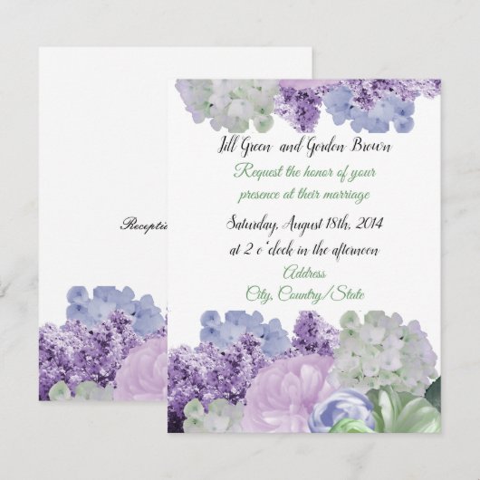 Schöne Mixed Florals Hochzeit Einladung (Vorne/Hinten)