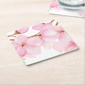 Schöne Mixed Medium Cherry Blossom Print Rechteckiger Pappuntersetzer (angewinkelt)
