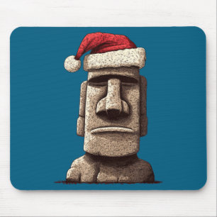 Schöne Moai-Statue im Weihnachtsstil für Jungen un Mousepad