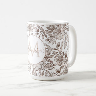 Schöne Mocha-Mousse-Vintage-Blumen Kaffeetasse