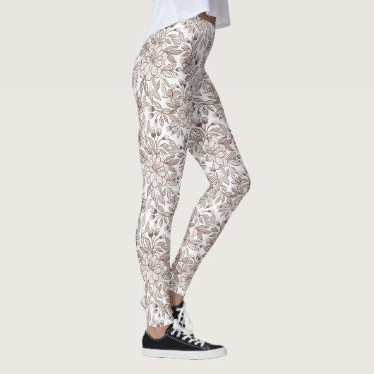 Schöne Mocha-Mousse-Vintage-Blumen Leggings (Rechts)