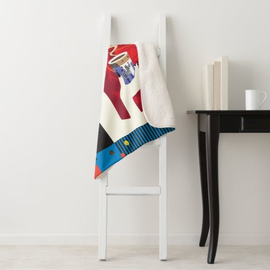 Schöne Mode-Frau mit Kaffeetasse modern Sherpadecke (Beispiel)