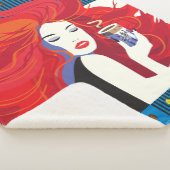 Schöne Mode-Frau mit Kaffeetasse modern Sherpadecke (3/4)