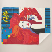 Schöne Mode-Frau mit Kaffeetasse modern Sherpadecke (Vorderseite (Horizontal))