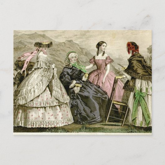 Schöne Mode von 1859 Postkarte (Vorderseite)