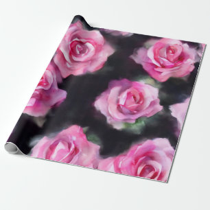 Schöne, moderne Aquarell Rosen Sammlung Geschenkpapier
