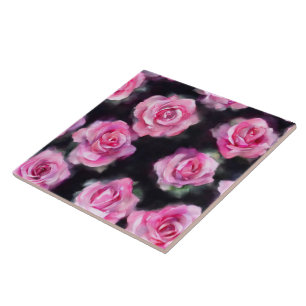 Schöne moderne Aquarell-Rosenkollektion in Rosa Fliese