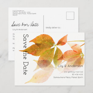 Schöne, moderne, aquarellierte Herbstblätter Wei Postkarte