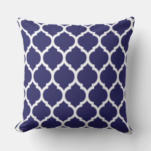 Schöne moderne blaue marokkanische Quatrefoil-Must Kissen Für Draußen