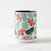 Schöne moderne Blume Zweifarbige Tasse (Mittel)