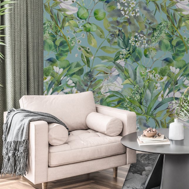 Schöne moderne botanische Blume und Blätter Tapete (Von Creator hochgeladen)