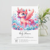 Schöne moderne Einhorn-Kinderdusche Einladung (Stehend Vorderseite)