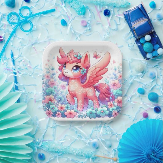 Schöne moderne Einhorn-Kinderdusche Pappteller (Party)