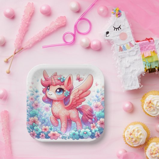 Schöne moderne Einhorn-Kinderdusche Pappteller (Party)