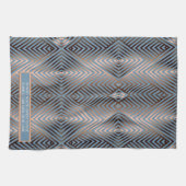 Schöne moderne, elegante Stahlblau und Sandfarbe Geschirrtuch (Horizontal)