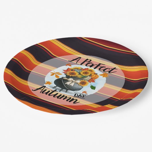 Schöne, moderne Erntedank Herbstkollektion Pappteller (Schrägansicht)