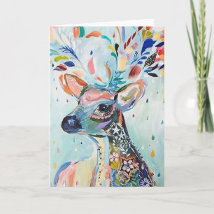 Schöne moderne Hirschkunst-Blumen-Geweih Karte