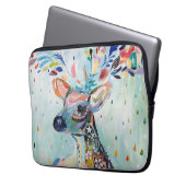 Schöne moderne Hirschkunst-Blumen-Geweih Laptopschutzhülle (Vorderseite Links)