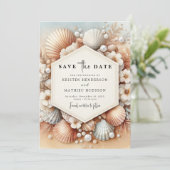 Schöne moderne Hochzeit am Strand Save The Date (Stehend Vorderseite)