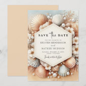 Schöne moderne Hochzeit am Strand Save The Date (Vorne/Hinten)