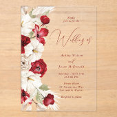 Schöne, moderne Hochzeit von Rot und Weiß Acryleinladungen (Vorderseite)