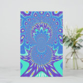 Schöne moderne Kyan Blue Batik Kaleidoskop Kunst Briefpapier (Stehend Vorderseite)