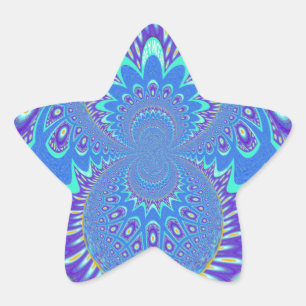 Schöne moderne Kyan Blue Batik Kaleidoskop Kunst Stern-Aufkleber