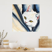 Schöne, moderne Niedliche Aquarellkatze Poster (Küche)
