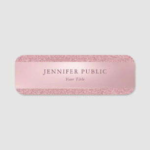 Schöne moderne Rose Gold Glitzer Template Klasse Namensschild