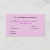 Schöne moderne schlichte Dankeschön kleine Visiten Visitenkarte (Rückseite)