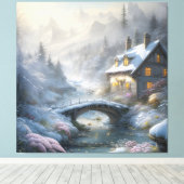 Schöne moderne Schneewinterlandschaft Leinwanddruck (Insitu (Holzboden))