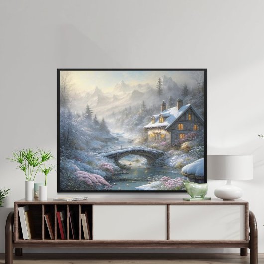 Schöne moderne Schneewinterlandschaft Poster