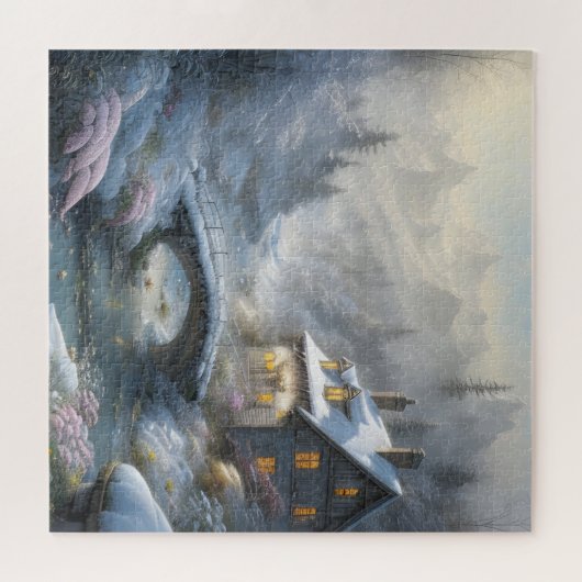 Schöne moderne Schneewinterlandschaft Puzzle (Horizontal)