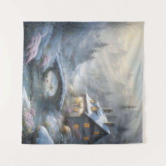 Schöne moderne Schneewinterlandschaft Wandteppich (Vorderseite (Horizontal))