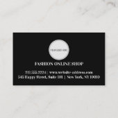 Schöne moderne schwarze Mode-Visitenkarte Visitenkarte (Rückseite)