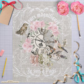 Schöne moderne Vintage Textur Rose Frankreich Seidenpapier