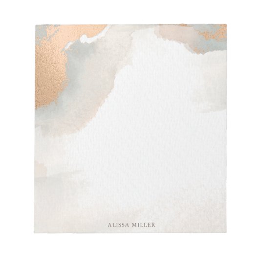 Schöne moderne Wasserfarbe Abstrakte Rose Gold Notizblock (Vorderseite)