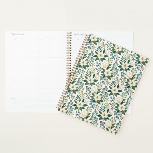 Schöne moderne weiße Blumen und Beeren Planer (Anzeige)