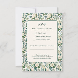 Schöne moderne weiße Blumen und Beeren RSVP Karte