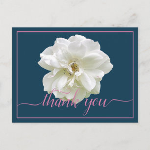 Schöne moderne weiße Rose Botanical Dankeschön Postkarte