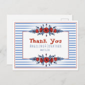 Schöne Mohnblume und Streifen Postkarte (Vorne/Hinten)