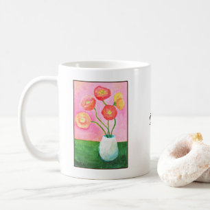 Schöne Mohnkunst, personalisiert mit Namen, floral Kaffeetasse