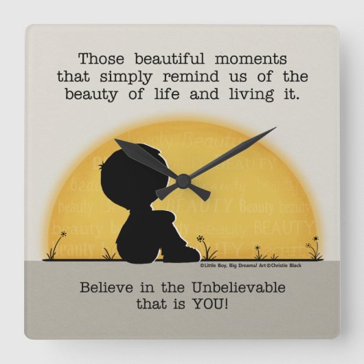 Schöne Momente Quadratische Wanduhr (Vorderseite)